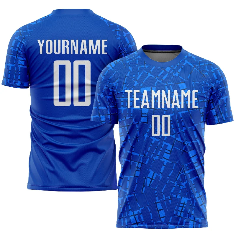 Football Jersey For Practice Sessions-Custom Royal White Sublimation Soccer Uniform Jersey