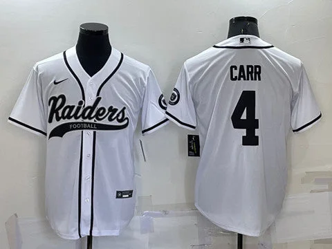 Baseball Jersey For Private Teams-Men's Las Vegas Raiders #4 Derek Carr White Cool Base Stitched Baseball Jersey