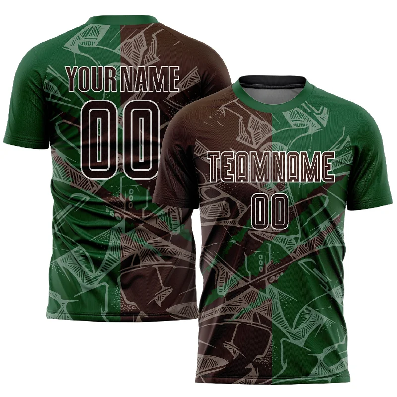 Football Jersey For Personalized Embroidery-Custom Graffiti Pattern Brown-Green Scratch Sublimation Soccer Uniform Jersey