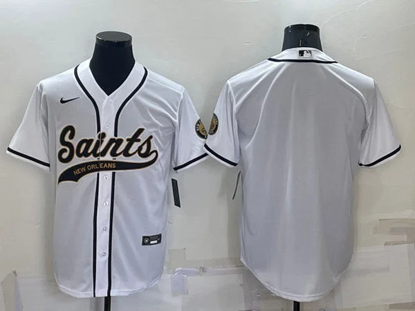 Baseball Jersey With Player-Specific Number-Men's New Orleans Saints Blank White Cool Base Stitched Baseball Jersey