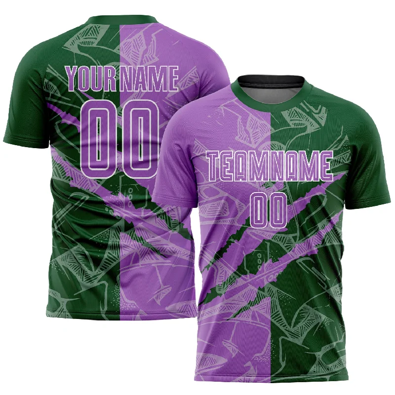 Football Jersey For Personalized Gifts-Custom Graffiti Pattern Medium Purple-Green Scratch Sublimation Soccer Uniform Jersey