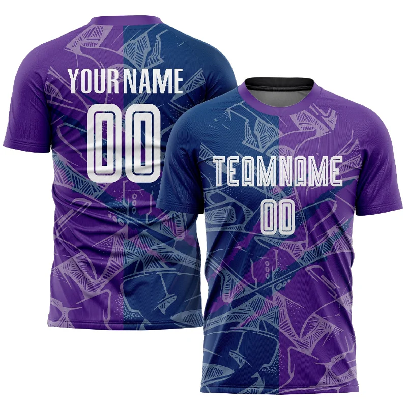 Football Jersey For Major League Fans-Custom Graffiti Pattern US Navy Blue-Purple Scratch Sublimation Soccer Uniform Jersey