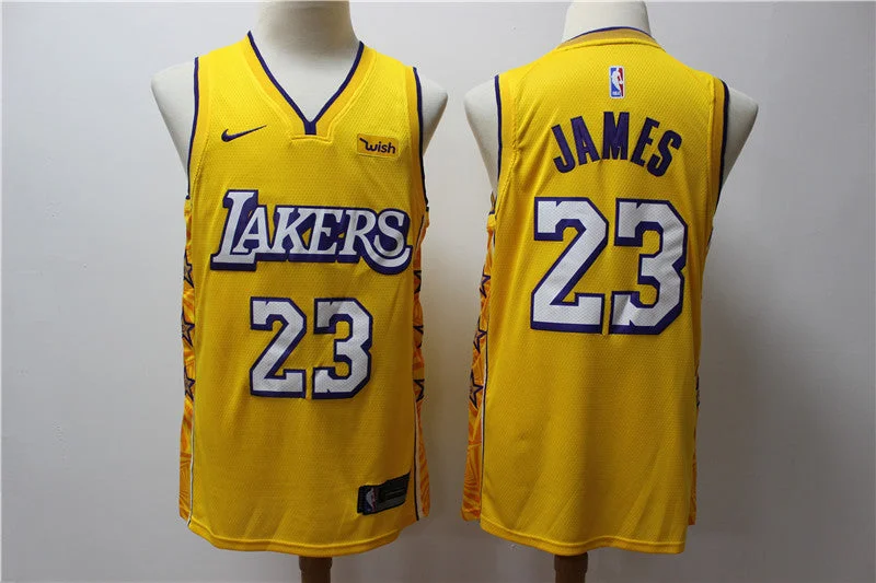 Football Jersey For High-Quality Fabric-Basketball Jersey For High-Quality Fabric-Lakers 23 Lebron James Yellow 2019 20 City Edition Swingman Basketball Jersey