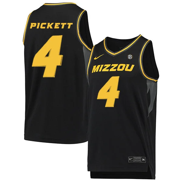 Football Jersey For College Players-Basketball Jersey For College Players-Missouri Tigers 4 Javon Pickett Black College Basketball Basketball Jersey