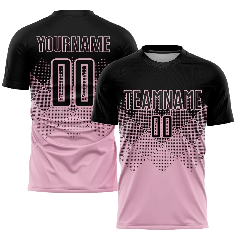 Football Jersey For Team Workouts-Custom Light Pink Black Sublimation Soccer Uniform Jersey