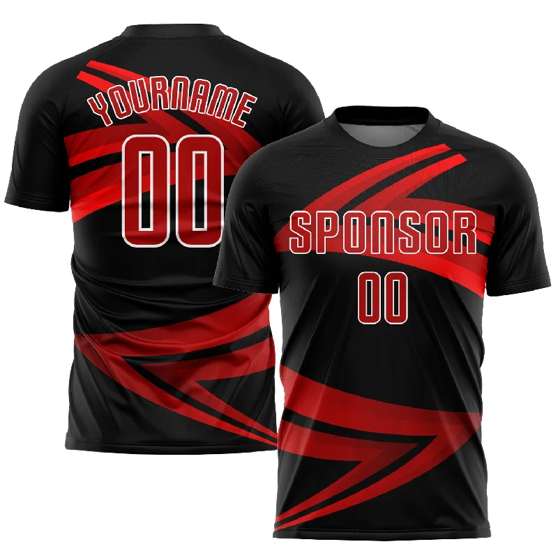 Football Jersey For Player Representation-Custom Black Red-White Sublimation Soccer Uniform Jersey