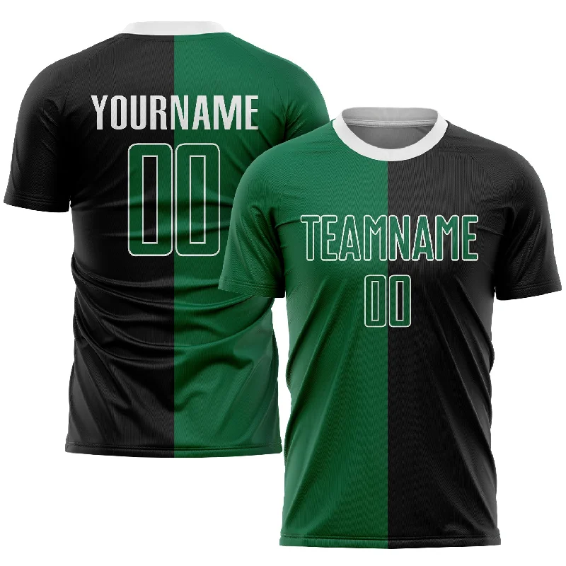 Football Jersey For Championship Events-Custom Black Kelly Green-White Sublimation Split Fashion Soccer Uniform Jersey