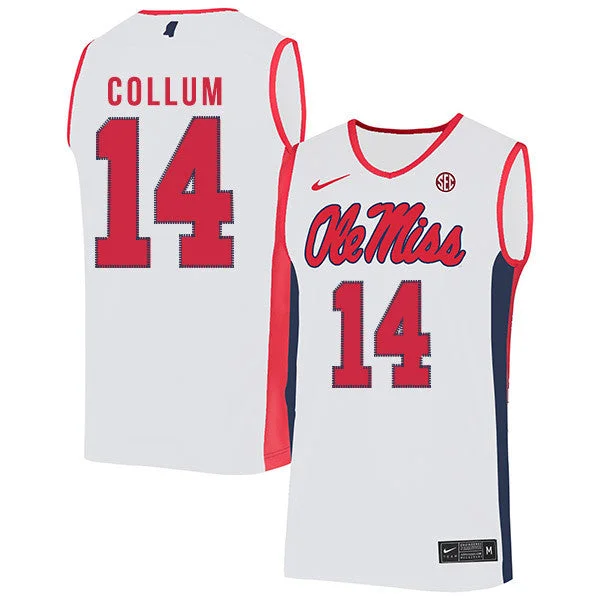 Football Jersey For Major League Apparel-Basketball Jersey For Major League Apparel-Ole Miss Rebels 14 Antavion Collum White Basketball College Basketball Jersey