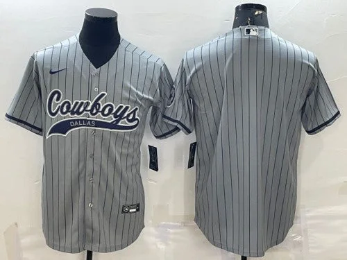 Baseball Jersey For Game Uniforms-Men's Dallas Cowboys Blank Gray With Patch Cool Base Stitched Baseball Jersey