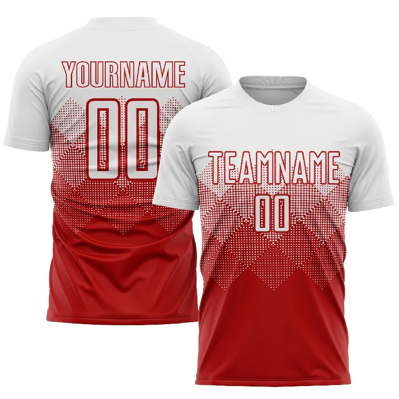 Football Jersey For Comfortable Team Uniforms-Custom Red White Sublimation Soccer Uniform Jersey