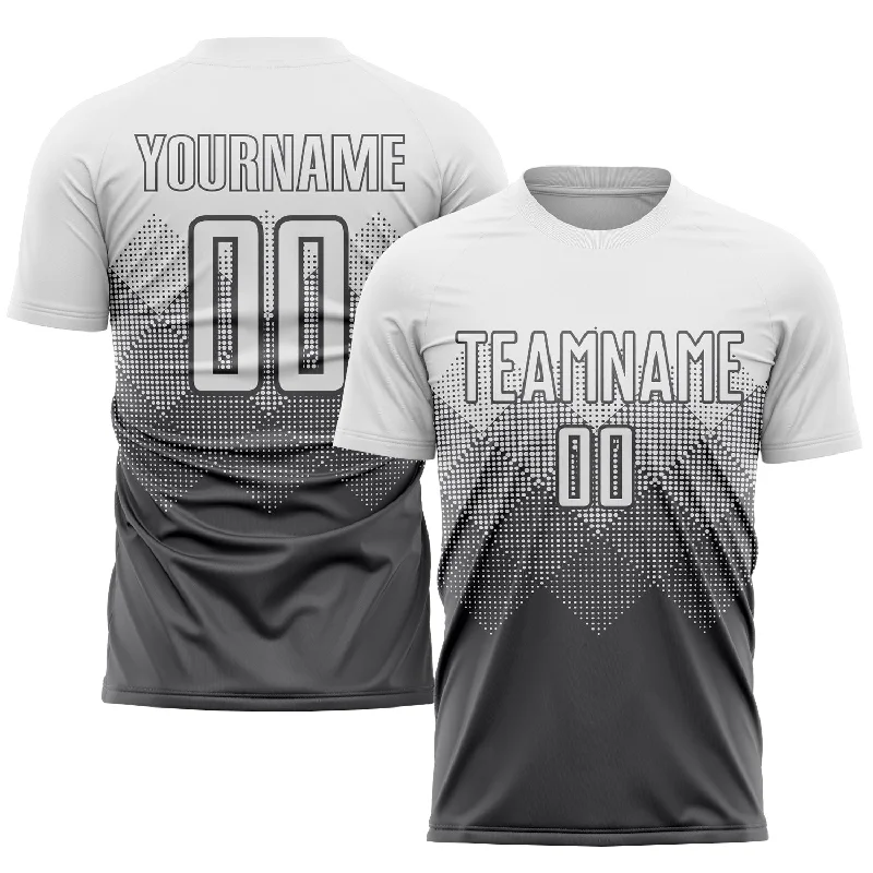 Football Jersey For Personalized Numbering-Custom Steel Gray White Sublimation Soccer Uniform Jersey