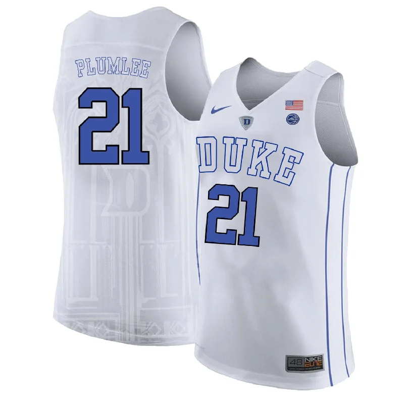 Football Jersey For Custom Orders-Basketball Jersey For Custom Orders-Duke Blue Devils 21 Miles Plumlee White College Basketball Basketball Jersey