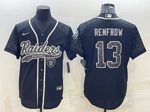 Baseball Jersey For Local Leagues-Men's Las Vegas Raiders #13 Hunter Renfrow Black Reflective With Patch Cool Base Stitched Baseball Jersey