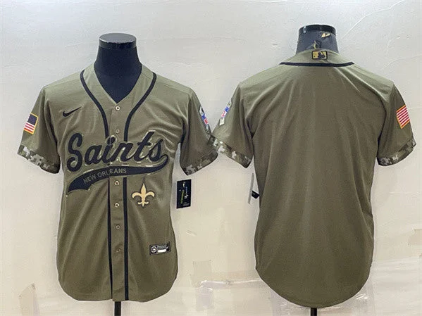 Baseball Jersey With Custom Team Colors-Men's New Orleans Saints Blank Olive 2022 Salute To Service Cool Base Stitched Baseball Jersey