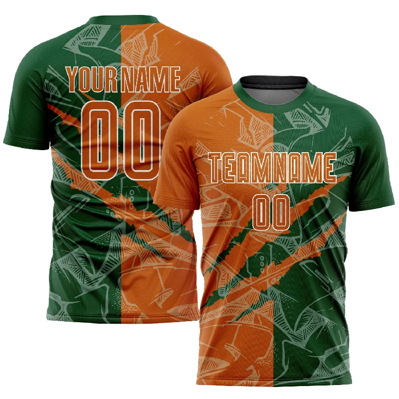 Football Jersey For Football Enthusiasts-Custom Graffiti Pattern Texas Orange-Green Scratch Sublimation Soccer Uniform Jersey