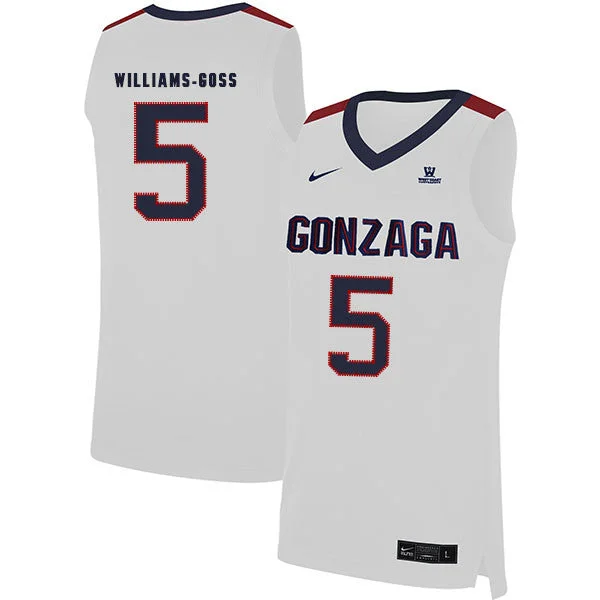 Football Jersey With Custom Printing-Basketball Jersey With Custom Printing-Gonzaga Bulldogs 5 Nigel Williams Goss White College Basketball Basketball Jersey