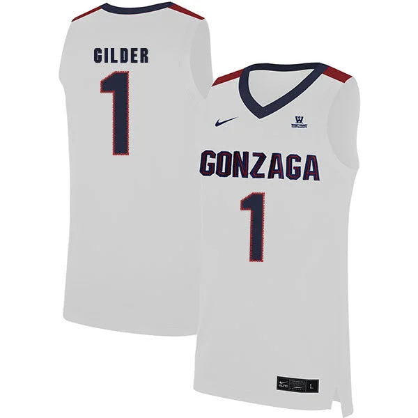 Football Jersey For Youth Sports Apparel-Basketball Jersey For Youth Sports Apparel-Gonzaga Bulldogs 1 Admon Gilder White College Basketball Basketball Jersey