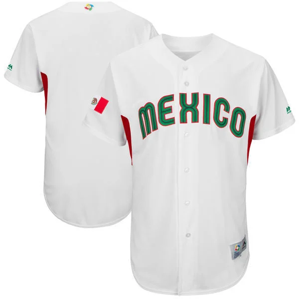 Baseball Jersey For Custom Team Gear-Men's Mexico Baseball Majestic White 2017 World Baseball Classic Authentic Team Jersey