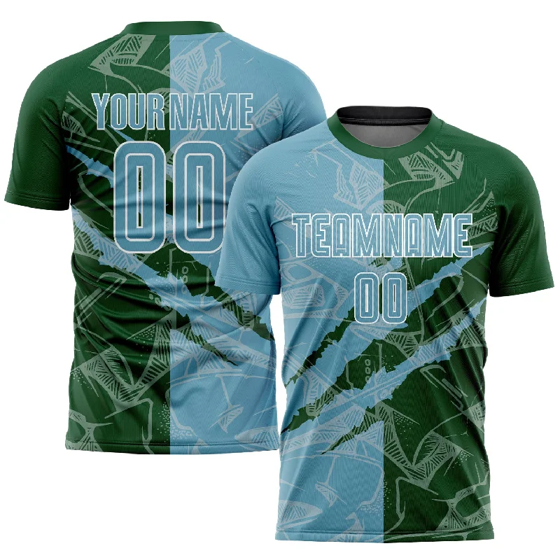 Football Jersey For Game Day Apparel-Custom Graffiti Pattern Shadow Blue-Green Scratch Sublimation Soccer Uniform Jersey