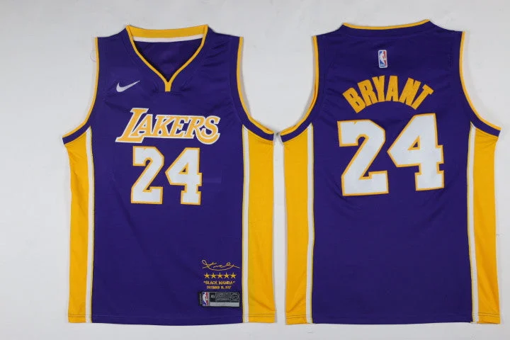 Football Jersey For Custom Logo Placement-Basketball Jersey For Custom Logo Placement-Lakers 24 kobe Bryant Purple Black Mamba Swingman Basketball Jersey