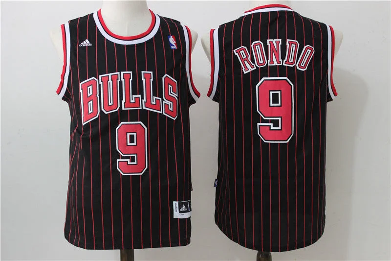 Football Jersey For Little League-Basketball Jersey For Little League-Bulls 9 Rajon Rondo Black Swingman Basketball Jersey