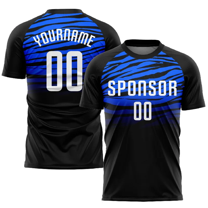 Football Jersey With Bold Typography-Custom Black White-Royal Sublimation Soccer Uniform Jersey