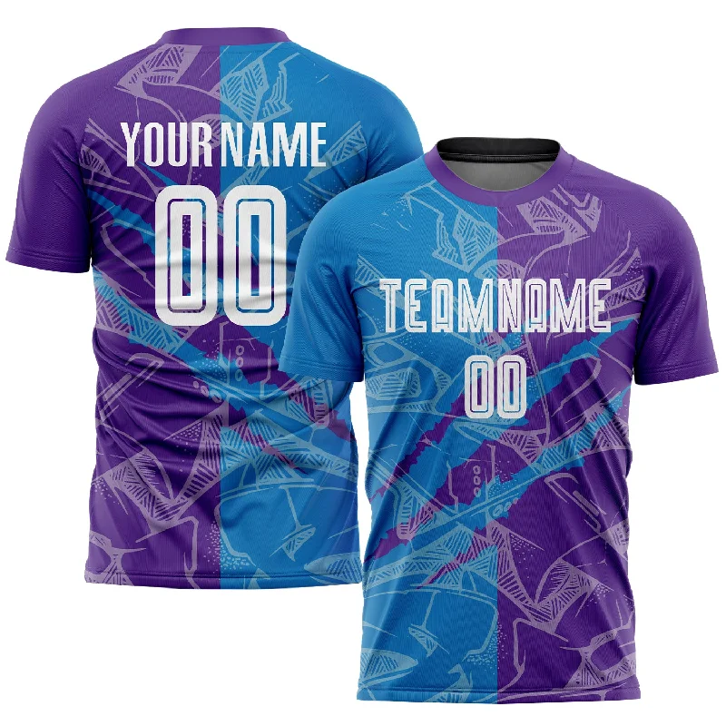 Football Jersey For Fanatics-Custom Graffiti Pattern Blue-Purple Scratch Sublimation Soccer Uniform Jersey