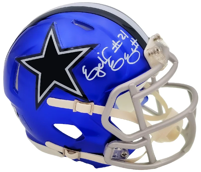 Rugby Helmet With Hard Shell-Ezekiel Elliott Autographed Dallas Cowboys Flash Blue Speed Mini Helmet Beckett BAS QR Stock #203011