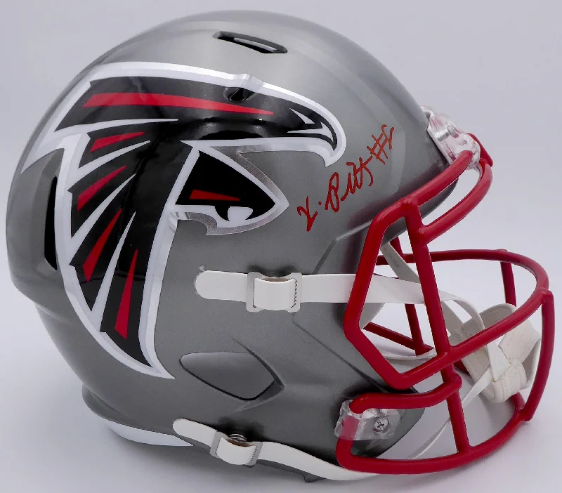 Rugby Helmet For Safety And Support-Kyle Pitts Autographed Atlanta Falcons Flash Silver Full Size Replica Speed Helmet (Decal Bubble) Beckett BAS QR #WL43913