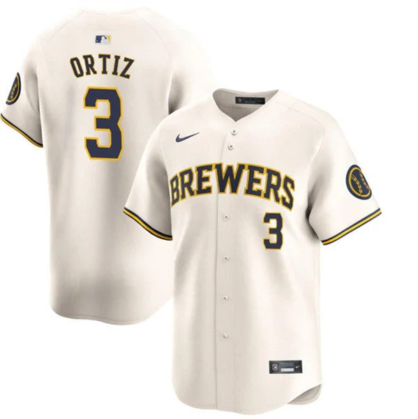 Baseball Jersey With Vintage Style-Men's Milwaukee Brewers #3 Joey Ortiz Cream Home Limited Baseball Stitched Jersey