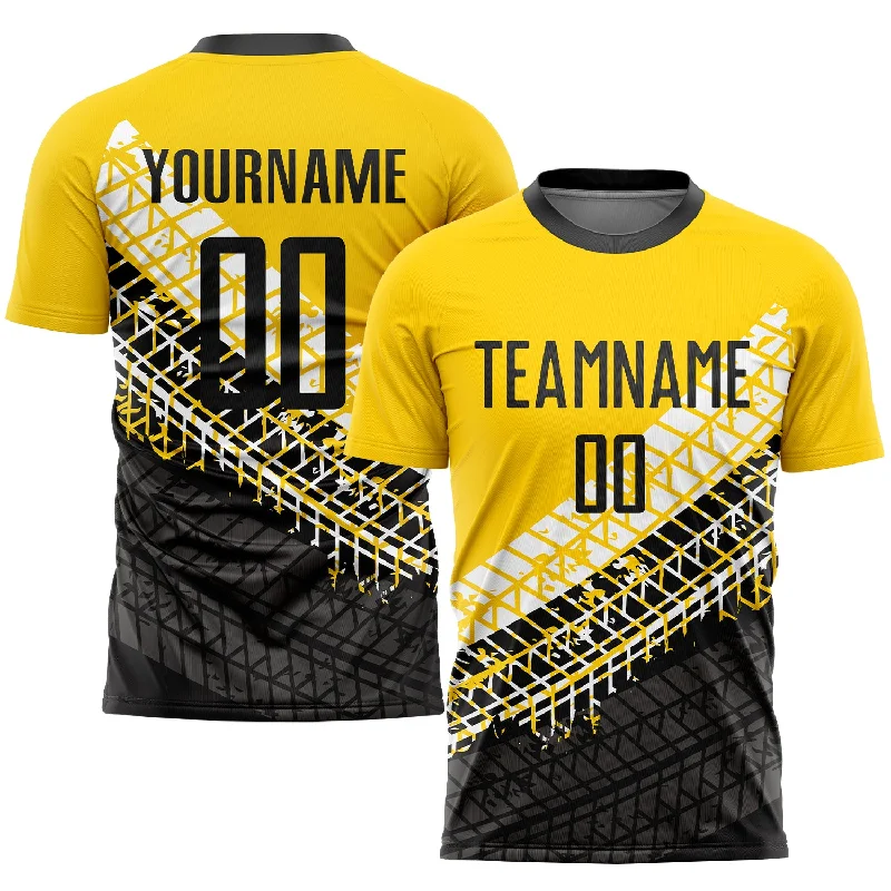 Football Jersey For Official Team Wear-Custom Gold Black-White Sublimation Soccer Uniform Jersey