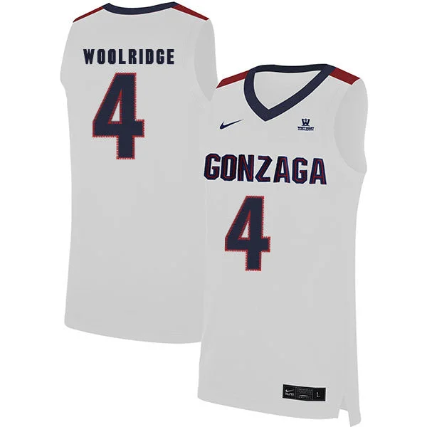 Football Jersey For League-Specific Design-Basketball Jersey For League-Specific Design-Gonzaga Bulldogs 4 Ryan Woolridge White College Basketball Basketball Jersey