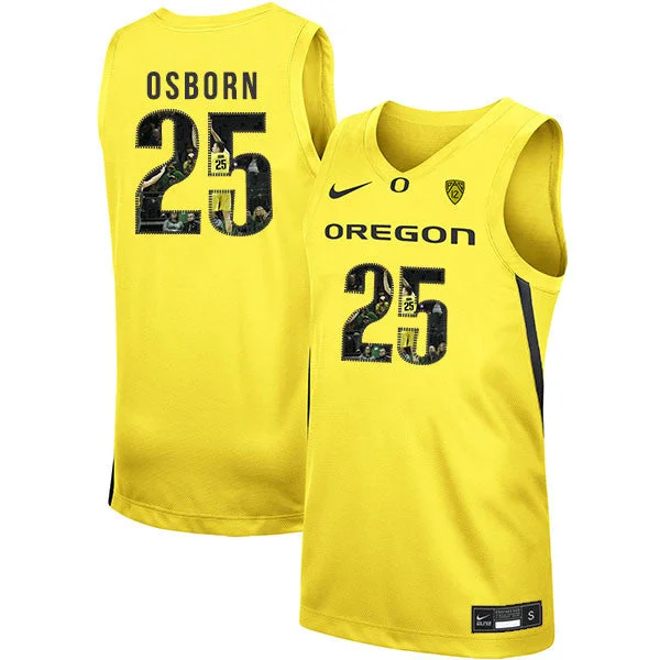 Football Jersey For Kids With Player Names-Basketball Jersey For Kids With Player Names-Oregon Ducks 25 Luke Osborn Yellow Fashion College Basketball Basketball Jersey