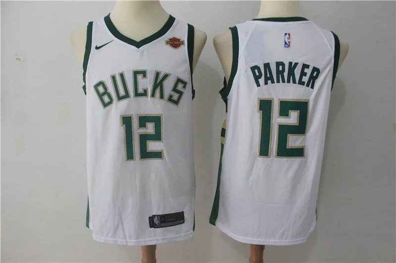 Football Jersey With Custom Design-Basketball Jersey With Custom Design-Bucks 12 Jabari Parker White Swingman Basketball Jersey