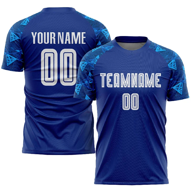 Football Jersey For Family Teams-Custom Royal White Sublimation Soccer Uniform Jersey