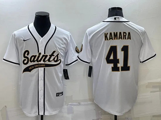 Baseball Jersey For Game Play-Men's New Orleans Saints #41 Alvin Kamara White Cool Base Stitched Baseball Jersey