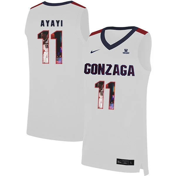 Football Jersey For Competitive Players-Basketball Jersey For Competitive Players-Gonzaga Bulldogs 11 Joel Ayayi White Fashion College Basketball Basketball Jersey