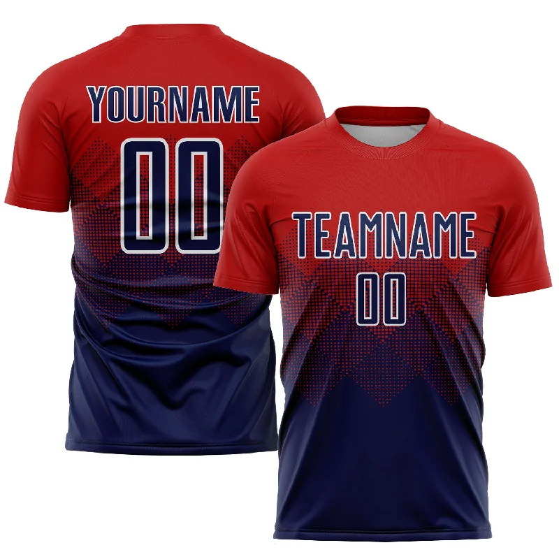 Football Jersey With Personalized Logos-Custom Red Navy-White Sublimation Soccer Uniform Jersey