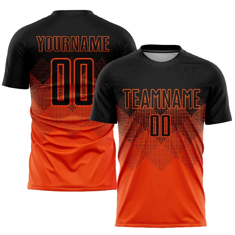 Football Jersey For Fan Gifts-Custom Orange Black Sublimation Soccer Uniform Jersey