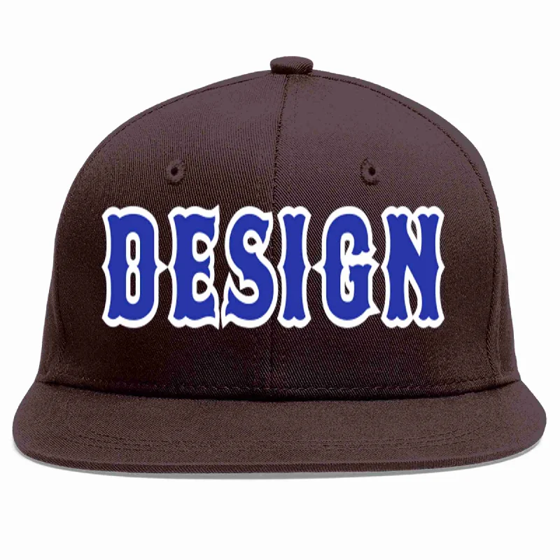 Baseball Cap With Fun Colors-Custom Brown Royal-White Flat Eaves Sport Baseball Cap Design for Men/Women/Youth