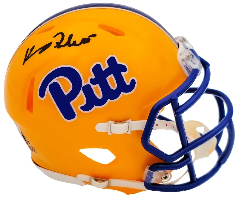 Rugby Helmet For Special Events-Kenny Pickett Autographed Pittsburgh Panthers Yellow Speed Mini Helmet Beckett BAS QR Stock #202974