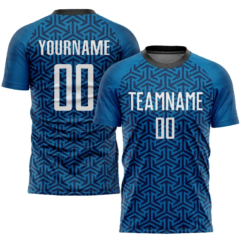 Football Jersey For School Sports Events-Custom Blue White-Black Sublimation Soccer Uniform Jersey