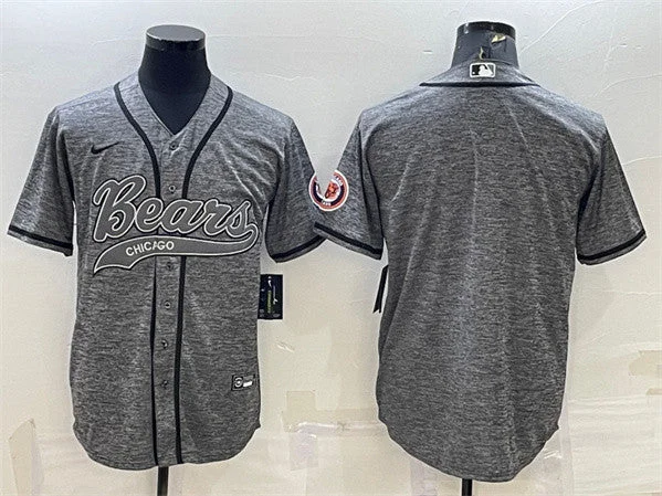 Baseball Jersey With Custom Team Colors-Men's Chicago Bears Blank Gray With Patch Cool Base Stitched Baseball Jersey