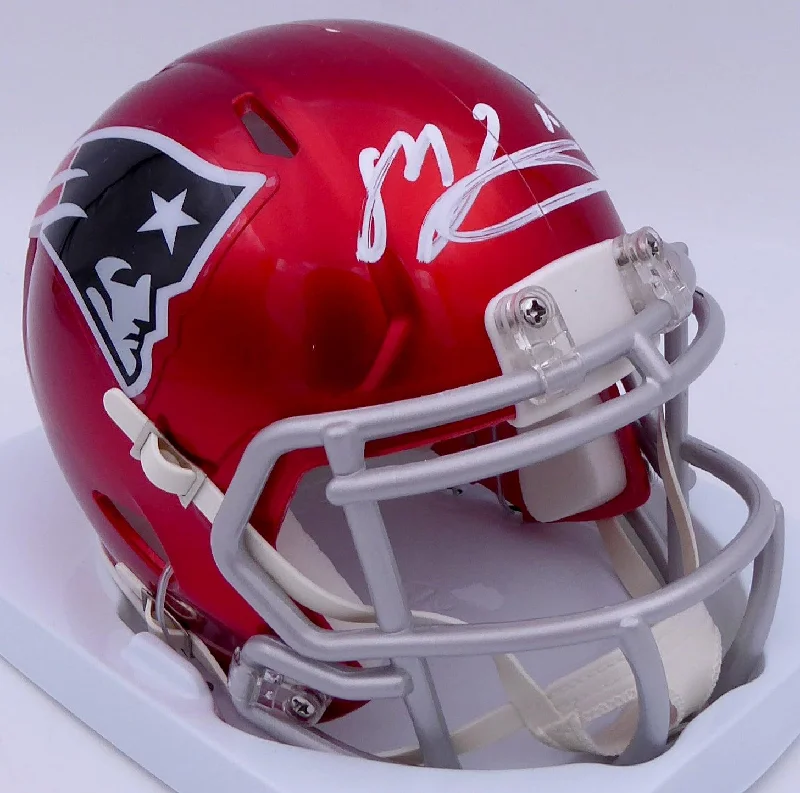 Rugby Helmet For Personalized Style-Mac Jones Autographed New England Patriots Flash Red Speed Mini Helmet (Damaged) Beckett BAS #WS86318