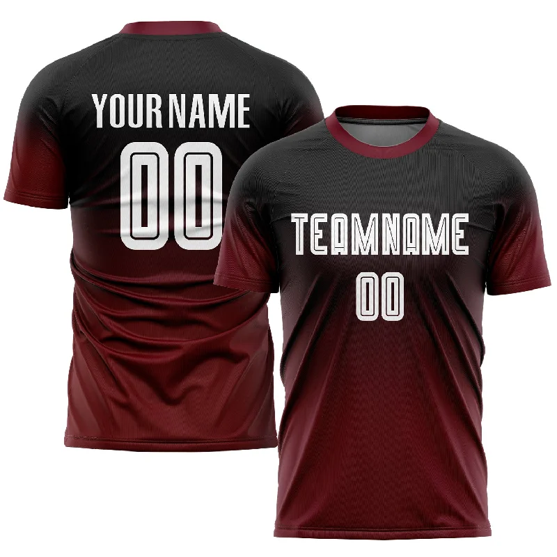 Football Jersey For Comfortable Wear-Custom Black White-Crimson Sublimation Fade Fashion Soccer Uniform Jersey