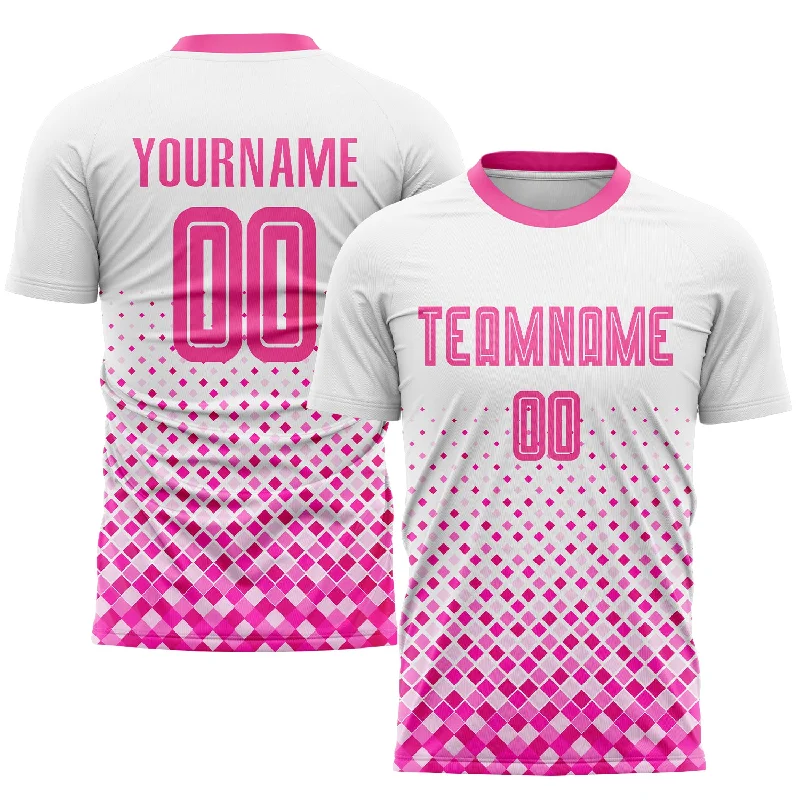 Football Jersey For Limited Edition Players-Custom White Pink Sublimation Soccer Uniform Jersey