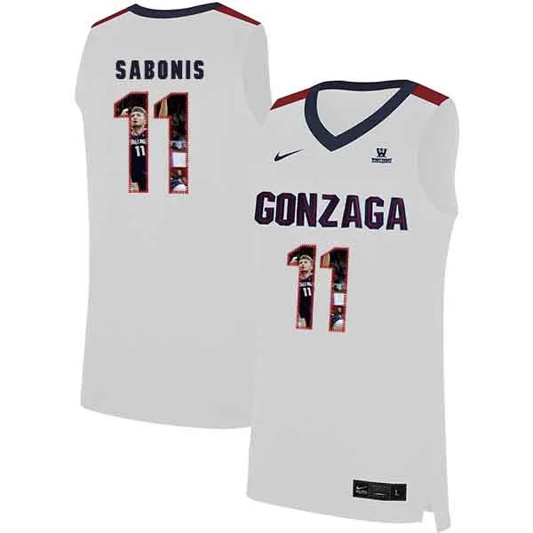 Football Jersey For Game Apparel-Basketball Jersey For Game Apparel-Gonzaga Bulldogs 11 Domantas Sabonis White Fashion College Basketball Basketball Jersey