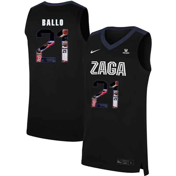 Football Jersey For Premium Teams-Basketball Jersey For Premium Teams-Gonzaga Bulldogs 21 Oumar Ballo Black Fashion College Basketball Basketball Jersey