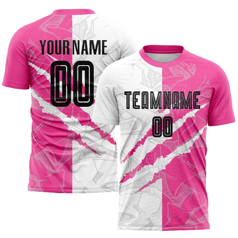 Football Jersey For Private Teams-Custom Graffiti Pattern Black-Pink Scratch Sublimation Soccer Uniform Jersey