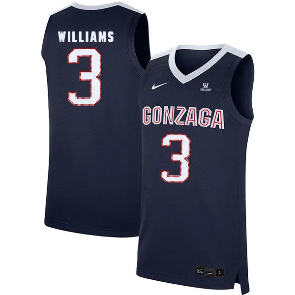 Football Jersey For Team Accessories-Basketball Jersey For Team Accessories-Gonzaga Bulldogs 3 Johnathan Williams Navy College Basketball Basketball Jersey